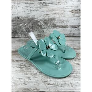Tory Burch Mint Green Flower Jelly Sandals